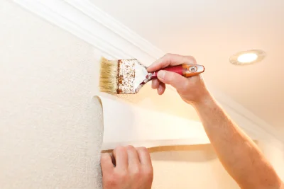 Pose de papier peint à la Montagne — revêtements muraux et toiles de verre